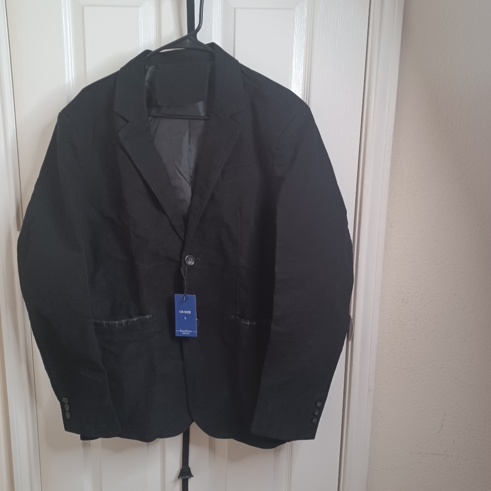 ChouYatou Black Casual Notched Collar Men's Double Button Blazer Size Large NWT